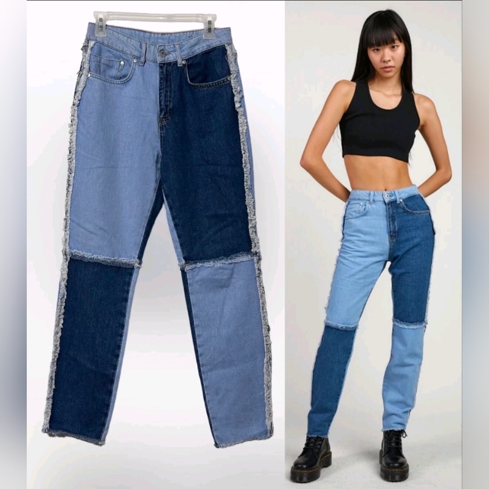 The Ragged Priest Equilibrium Patchwork Denim Mom Jeans - Size 28 - NWOT